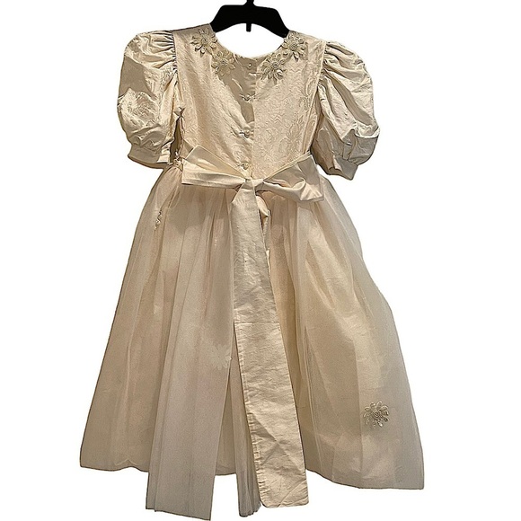 POSIES Handcrafted by the Women of Maine Girls Ivory Silk Glinda Dress Size 6 - Picture 2 of 12